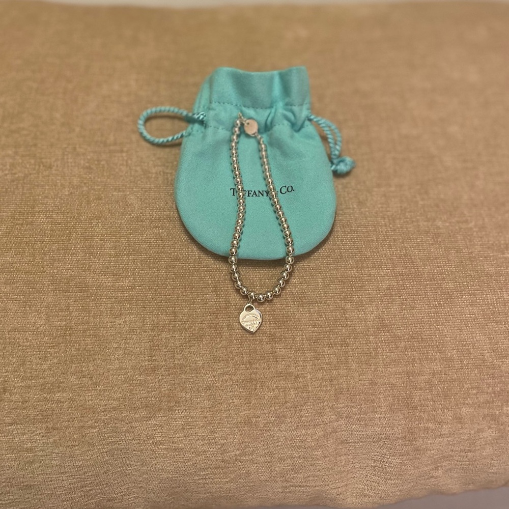 Silver Tiffany Heart Tag Bead Bracelet